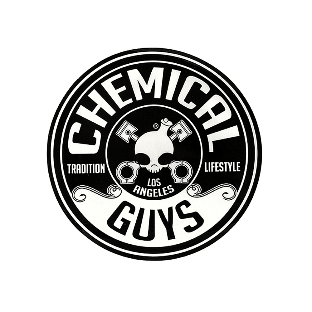 Chemical Guys brand logo featuring bold, stylised text with a vintage car culture design, symbolising the high-quality car care products and innovative detailing solutions provided by the company.